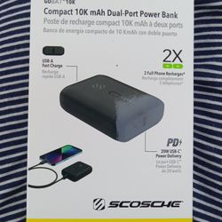 Compact 10K mAh Dual-Port Power Bank