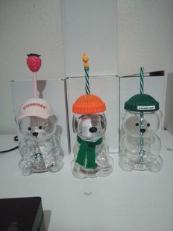 Starbucks Bear Glass Cup Set of 3