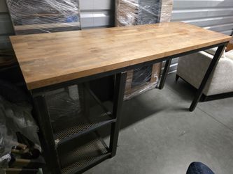 Custom Heavy-Duty Industrial Bar Table / Kitchen Island (Ultra-Thick Wood)