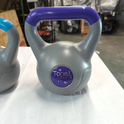 Tone Fitness 15 Lb And 10 Lb Vinyl Kettle-ball  Good Condition USED