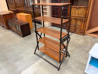 5 Tier Bookcase-to-Table Transformable Etagere with Black Metal Frame