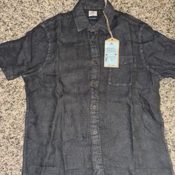 Faherty Men’s SS Palma Linen Shirt Washed Black Size Medium Brand New