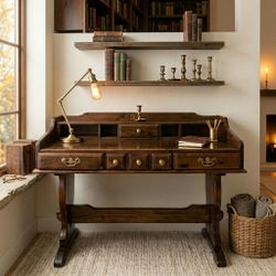 Vintage Younk Hinkle Solid Wood Secretary Desk