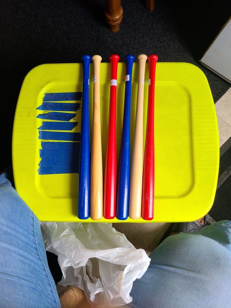 Set Of 6 Mini Wood Baseball Bats