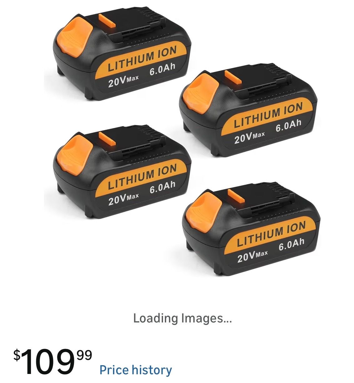 4 Pack 6000mAh 20v Max Battery Replacement for Dewalt 20V Battery - Lithium Ion Batteries Compatible with Dewalt Battery 20v Chargers and Tools