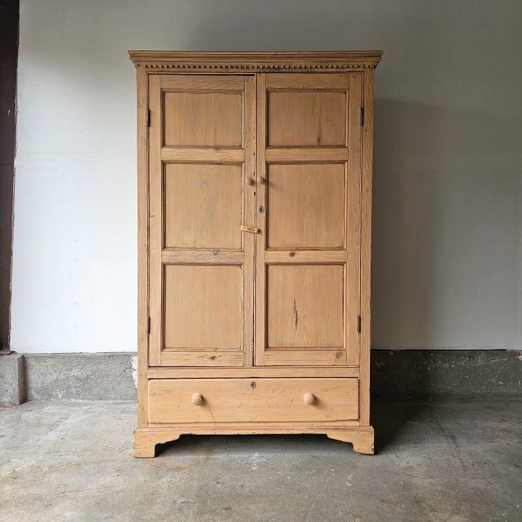 Antique Pine Wardrobe Cabinet