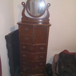 Antique Night Stand With Mirror