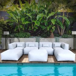 4 Person Outdoor Furniture Bean Bag Sofa Set With Ottoman