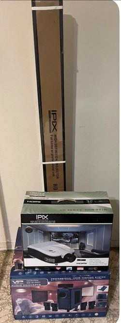 IPIX high definition projector,  82 inch HD screen, and  surround sound speakers