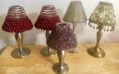 Beaded Votive Tealight Candle Holder With Metal Stand