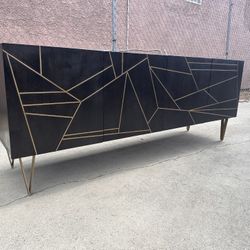 West Elm Roar-Rabbit Geo Inlay Media Console Entertainment Center Tv Stand Cabinet Sideboard Credenza 