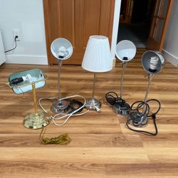 Lot of 5 Working Lamps – Desk Lamps / Table Lamps / Task Lamps