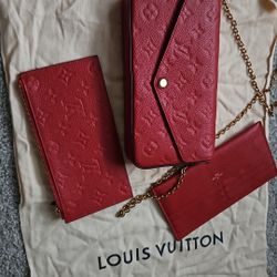 Louis Vuitton Red EMBOSSED LEATHER BAG