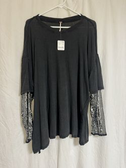 NWT Free People We The Free Nellie Sequin shirt. Oversized.Long sleeve. Xs