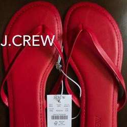 🌞(NEW) (1 AVAILABLE) WOMEN’S J.CREW FACTORY SPECTRUM RED EASY SUMMER FLIP-FLOPS - SIZE: 6🌞