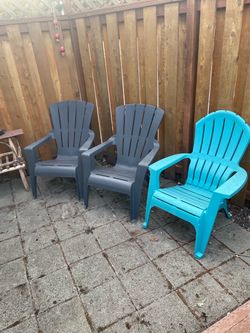 Plastic Adirondack Patio Chairs Set of 3