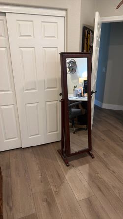Standing mirror jewelry box