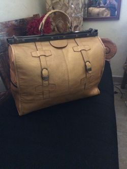 Vintage real leather GOLD travel bag