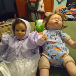 Two Two Babys Doll One Boy One Girl Brother Sister Good Shape Need To Go
