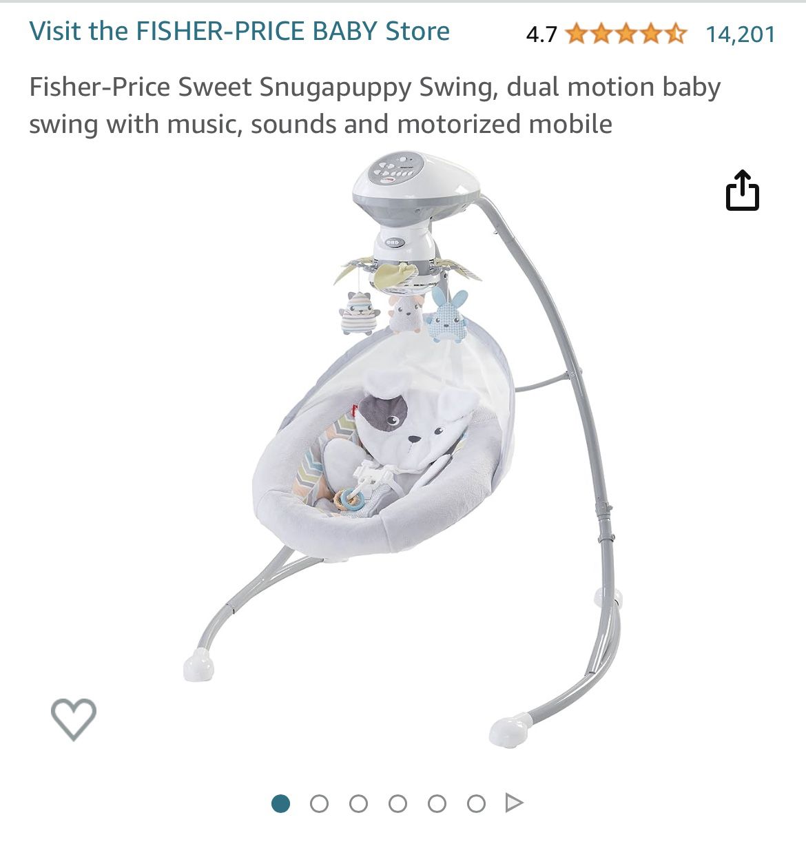 Fisher Price Sweet Snugapuppy Swing Dual Motion