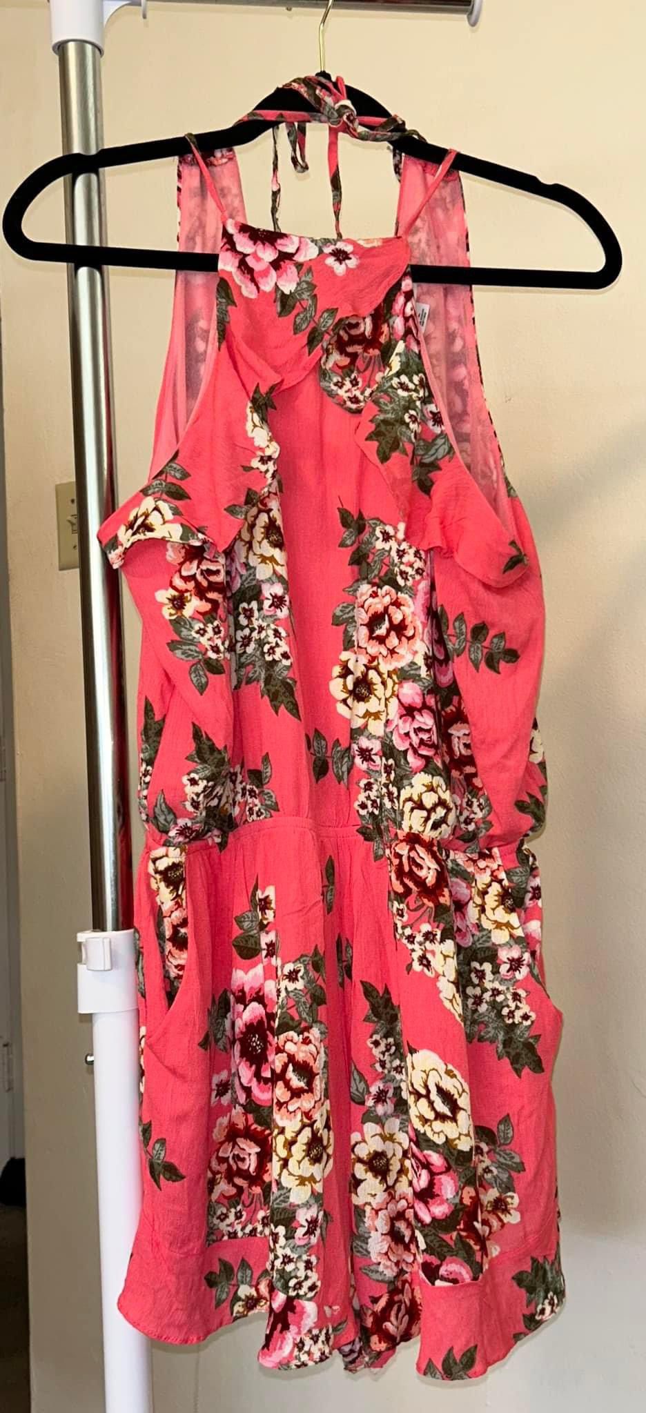 Exist Floral Printed Coral Colored Romper Size XL