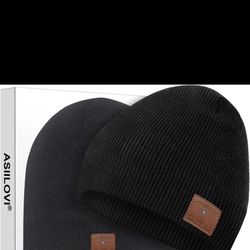ASIILOVI Bluetooth Beanie, Bluetooth 5.0 Wireless Winter Warm Knit Hats Cap with