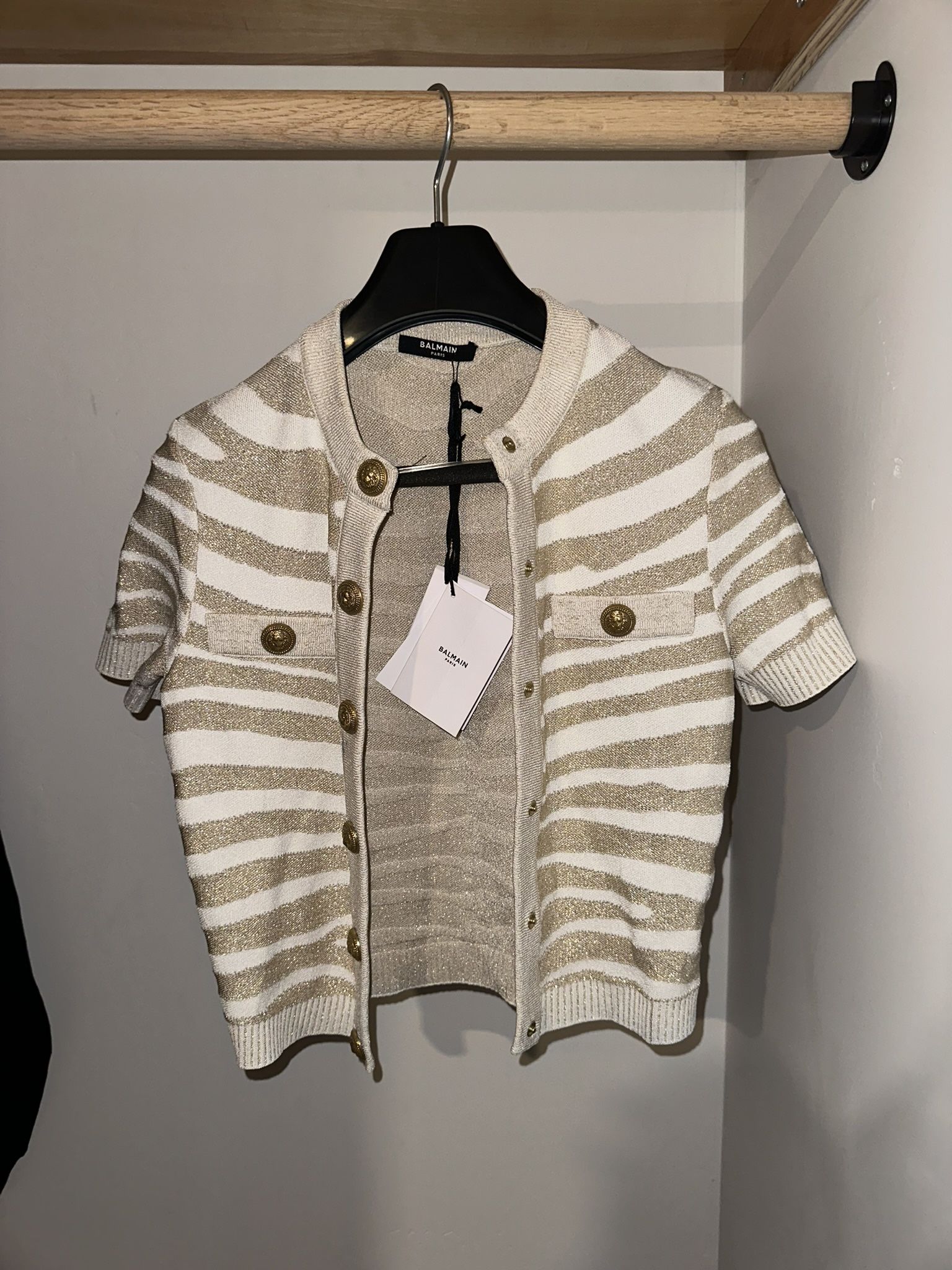 Balmain Golden Zebra Knit Top Size Small