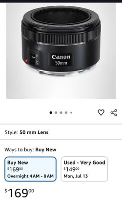 Canon EF 50mm f/1.8 STM Lens, Black, Compatible with Canon EOS DSLR Cameras (original $180)