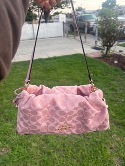 Coach Pink Signature Jacquard Shoulder Bag