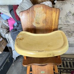Vintage Thayer Wooden High Chair Circa 1950s