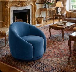 New Blue Velvet Swivel Chair