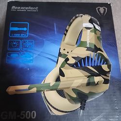 Beexcellent Pro Gaming Headset GM-500 Camouflage w/ Blue Spikes