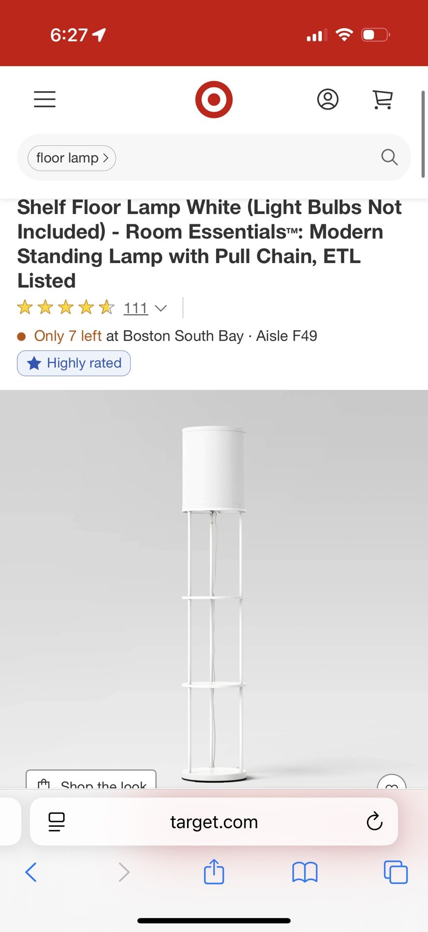 Floor Lamp with Shelves w/ Light Bulb