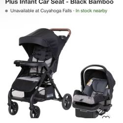 Baby Trend Passport Cargo Travel System with Lightweight EZ Lift 35 Plus Infant Car Seat - Black Bamboo