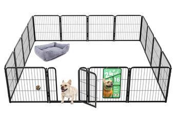 255 Homeplus Unleashed Indoor Dog Playpen - Stress-Free and Safe Play, Heavy Duty 24 Inch 16 Panels Dog Pen for Puppy and Small Dogs, Black│Patented