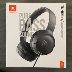 JBL Tune 500 - Wired on-ear headphones, JBL Pure Bass Sound, 1-button remote/mic, Tangle-free flat cable, Lightweight and foldable design, Ask Siri or
