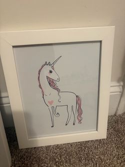 Framed Unicorn Print Wall Art