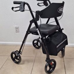 Rollator Walker with Seat Supports 350lb, 8" Big Wheels for All Terrain