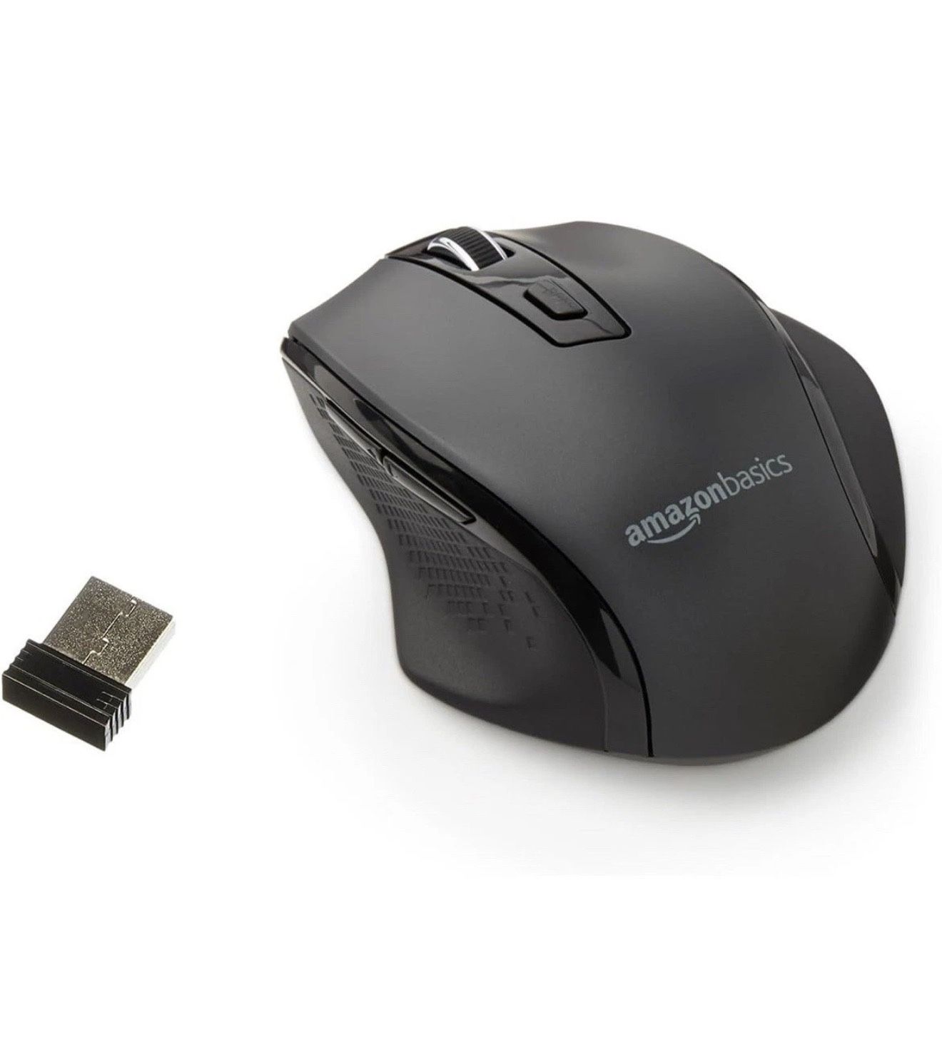Amazon Basics Computer Mouse Wireless, Ergonomic, 2.4 GHz Optical 