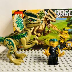 Ninjago Ninja and Dinosaur Set Hunter Green | New Custom LEGO Compatible Toys