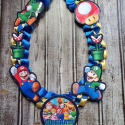 Boy Character School Graduation Leis (Mario, Spiderman, Naruto, Pokemon, Lakers, Custom, etc. )