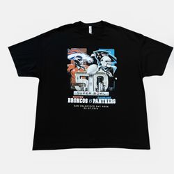 Broncos Super Bowl 50 vintage black graphic NFL football shirt Manning Size 3XL