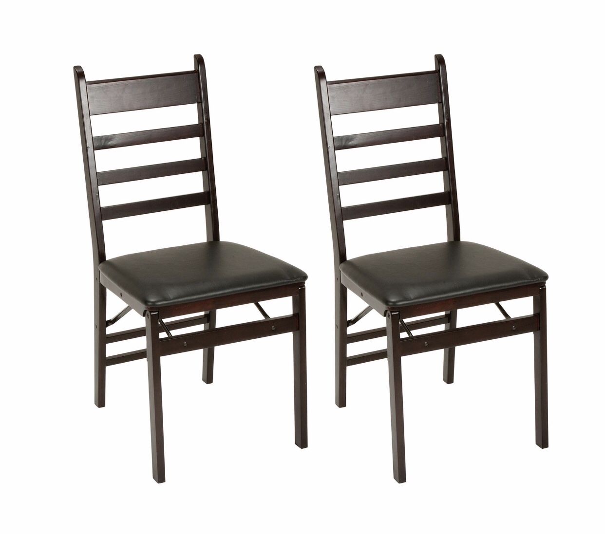 NEW set of 2pcs Ladder Back & Vinyl Seat Wood Folding Chair, Espresso