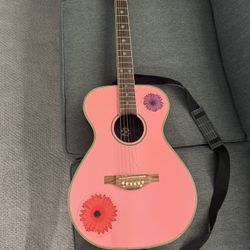 Pink Daisy Rock Acoustic Guitar 