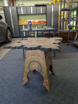 Vintage carved/painted traveling table