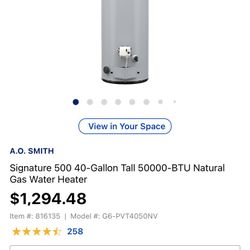 Signature500 40-Gallon Tall50000-BTU Natural Gas Water Heater