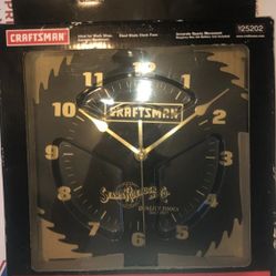 Vintage Sears Craftsman Steel Circular Saw Blade Shop Clock, Item 25202 Boxed