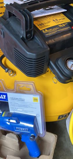 Dewalt Compresor 6.0 GAL Tank 165PSI w/ KOBALT impact Wrench, pvc/rubber Blend Air Hose w/ 1/4”