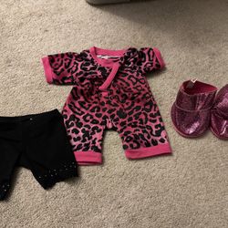 Kids Build A Bear Pink Leopard Outfit With Boots 