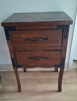 Rustic Wood 2-Drawer Nightstand Side Table